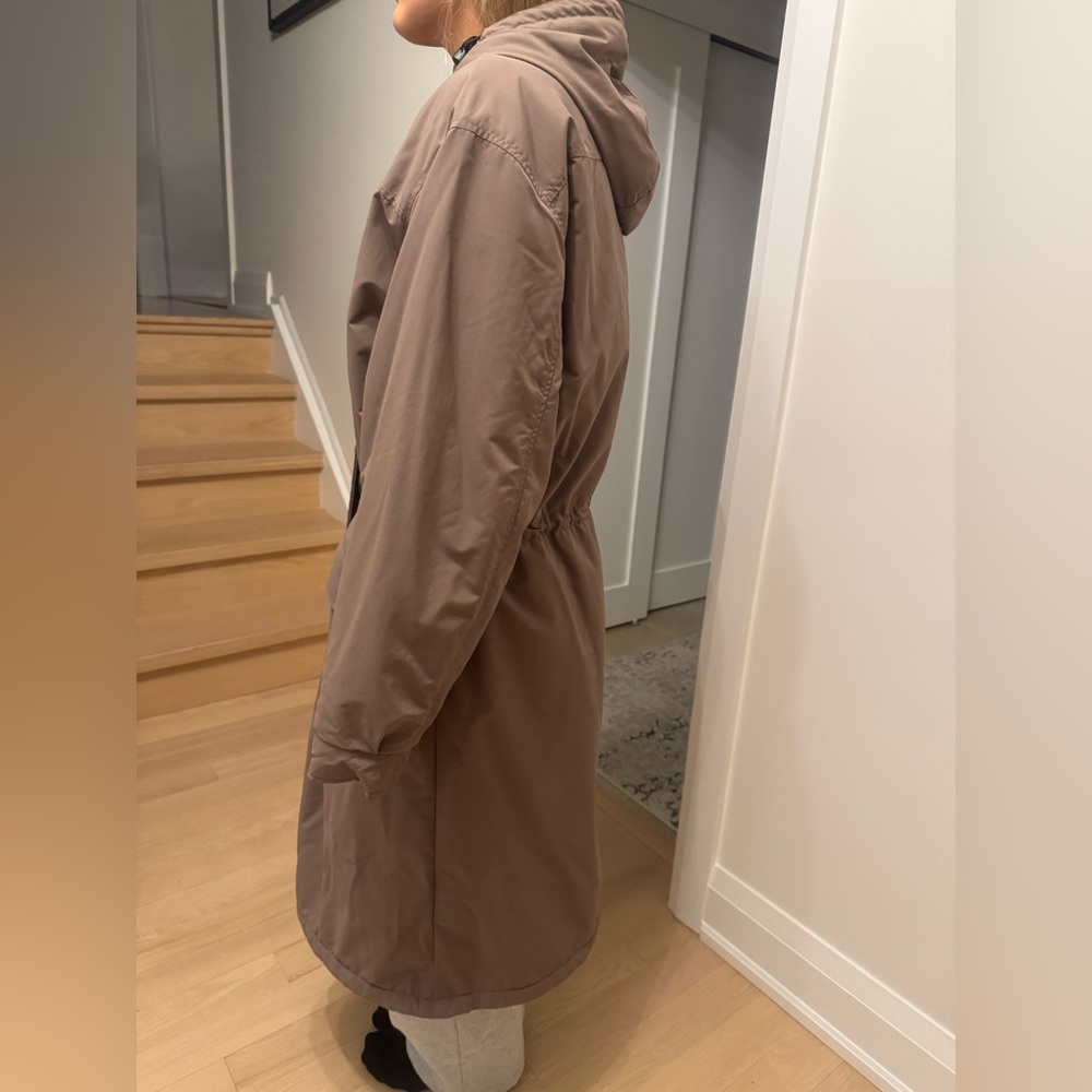 Woolrich Taupe Colour Women’s Long Hooded Parka Coat 2-Layer Lined XL - Picture 11 of 12
